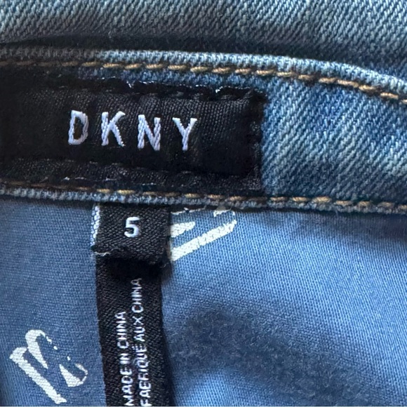 DKNY Blue and Gold Jean Jacket with Bold Back Design - Picture 7 of 10